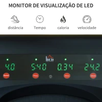 HOMCOM Passadeira Elétrica Dobrável Velocidade até 6km/h Passadeira com Controlo Remoto Ecrã LED e Rodas para Treinamento em Casa 133x61x103cm Preto(m-6)