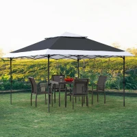 Outsunny Tenda Dobrável com Altura Ajustável em 3 Posições Teto Duplo e Bolsa de Transporte com Rodas 360x360x298 cm Cinza e Branco(m-12)