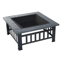 Outsunny Braseiro Exterior de Metal Multifuncional tipo Esquentador 3 em 1  para Terraço e Jardim 81x81x46cm Preto(m-11)
