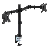 Vinsetto Suporte para Monitor Duplo para Telas LED LCD de 13"-32" Polegadas VESA 75/100mm com Braçadeira Ajustável Giratório 360° e 2 Opções de Montagem 87x12x50cm Preto(m-1)