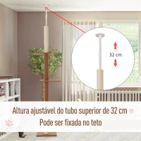 PawHut Arranhador para Gatos de Chão ao Teto com Altura Ajustável 4 Plataformas e Poste de Sisal 43x27x228-260 cm Marrom Escuro(m-5)