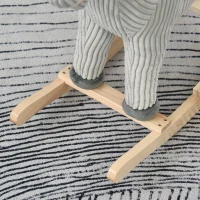 HOMCOM Baloiço Infantil de Cavalo para Crianças acima de 3 Anos Baloiço de Pelúcia com Sons de Relinchos e Galopes e Base de Madeira 73x35x64cm Azul e Cinza(m-10)