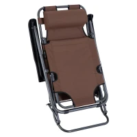 Outsunny Espreguiçadeira Reclinável  Dobrável com Encosto Ajustável Apoio de Braço  Apoio para os Pés Carga 136 kg 135x60x89 cm Marrom(m-8)