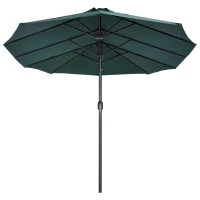 Outsunny Chapéu de Sol Duplo 4,55x2,68x2,38 m  Chapéu de Sol de Jardim com Manivela Manual Resistente à Água e com Proteção Solar UV para Terraço Pátio Verde(m-10)