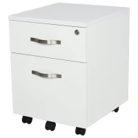 HOMCOM Bloco de Gavetas para Escritório Móvel de Arquivos com 5 Rodas Fechadura para Secretária Casa 40x45.5x52.5 cm Branco(m-1)