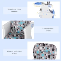 HOMCOM Cadeira para bebês acima de 6 meses 3 posições ajustáveis Acolchoado 57x59x105 cm azul(m-8)