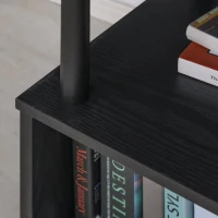 HOMCOM Secretária em Forma L Giratória 360 Graus com  Prateleiras e Grande Espaço de Armazenamento 220x55x79cm Preto(m-4)