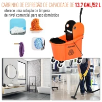 HOMCOM Balde para esfregona comercial com espremedor 36L Capacidade 54x41x91,5 cm Laranja(m-5)