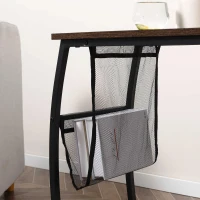 HOMCOM Mesa Auxiliar para Sofá e Cama em Forma de C com Bolso de Armazenamento Mesa Lateral de Estilo Industrial 52x35x64,5cm Marrom Rústico(m-9)