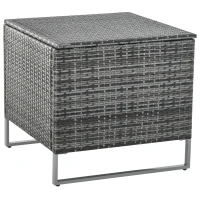 Outsunny Conjunto de 4 Móveis de vime para Jardim com 2 Sofás Duplos Mesa central mesa de baú e almofadas removíveis 132x69x64 cm Cinza(m-8)