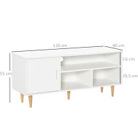 HOMCOM Móvel de TV para Televisores de até 60” Móvel de Sala de Estar Moderno com Armário 3 Compartimentos 120x40x55cm Branco(m-3)