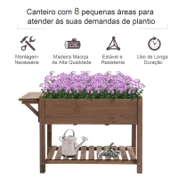 Outsunny Horta Vertical com Prateleira Horta Elevada de Madeira Maciça para Cultivo de Flores Verduras Ervas 123x54x74cm Marrom(m-5)