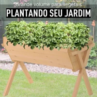 Outsunny Horta Vertical de Madeira 100x70x80cm Mesa de Cultivo para Plantas Flores Hortaliças com Pés Elevados 4 Orifícios de Drenagem e Tecido Geotextil(m-9)