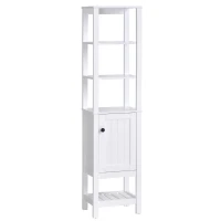 HOMCOM Armário alto para banheiro moderna com 3 prateleiras abertas 1 porta e prateleira inferior 40x30x164 cm Branco(m-1)
