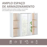 HOMCOM Armário de Espelho com Espaço Interno com Prateleiras Ajustáveis Armário de Banheiro com Prateleiras Abertas 60x14,5x49,4 cm Branco e Carvalho(m-4)