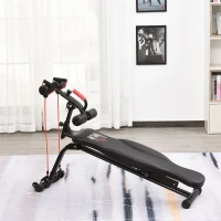 HOMCOM Banco de Abdominais Dobrável com Altura Ajustável 4 Ângulos Suporte para Pernas Ergonómico 44,5x143x84-92 cm Preto(m-10)