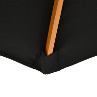 Outsunny Chapéu de Sol de Jardim Ø300x250cm com Sistema de Polia Teto Ventilado e Mastro Desmontável de Madeira para Terraço Pátio Exterior Preto(m-9)