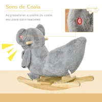 HOMCOM Baloiço Infantil com Forma de Coala com Fantoche para Bebés 18-36 Meses com Som Cinto de Segurança e Apoio para os Pés 60x33x50cm Cinza(m-4)
