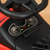 HOMCOM Carro Andador para Crianças de 18-36 Meses com Faróis Música Buzina Volante Compartimento de Armazenamento e Alça para Empurrar 63,5x28x36 Vermelho(m-10)