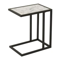 HOMCOM Mesa Auxiliar Lateral para sofá Imitação de mármore economizar espaço 45x30x51,5cm(m-1)