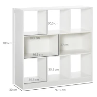 HOMCOM Estante para Livros com 8 Compartimentos Estante de Exposição Estilo Moderno para Sala de Estar Dormitório Escritório 97,5x30x100cm Branco(m-3)