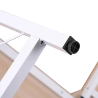 HOMCOM Secretária em Forma de L Secretária para Escritório com Estrutura de Metal Secretária de Canto 150x150x76 cm Branco e Madeira(m-13)