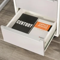 HOMCOM Bloco de Gavetas Móvel de Escritório com 3 Gavetas Fechadura Rodas e Travão para Documentos 40x40x63,5 cm Branco e Cinza(m-8)