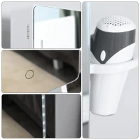HOMCOM Joalheiro de Pé com Espelho Luz Armário para Jóias com Espelho de Corpo Inteiro 3 Ângulos Ajustáveis com Gaveta e Suporte para Secador 37x30x158cm Branco(m-9)