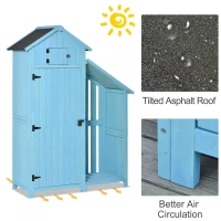 Outsunny Garden Shed Wooden Firewood House Storage Cabinet Waterproof Asphalt Roof Tool Organizer with Lockable Door, 130 x 55 x 180 cm(m-5)