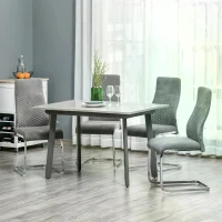 HOMCOM Set of 4 Dining Chairs Velvet-Touch Fabric High Back Accent Chair for Dining Room, Living Room with Bent Metal Base, Grey(m-8)