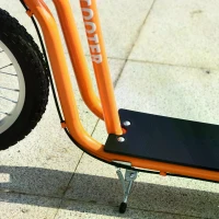 HOMCOM Youth Scooter Front and Rear Caliper Dual Brakes 16-Inch Inflatable Front Wheel Ride On Toy For Age 5+ Orange(m-13)