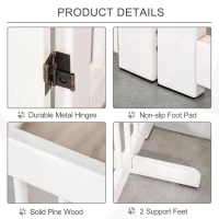 PawHut Freestanding Pet Gate 4 Panel Wooden Dog Barrier Folding Safety Fence with Support Feet Walkthrough Door up to 204cm Wide 75cm Tall for Doorway Stairs White(m-8)