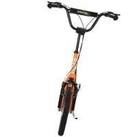 HOMCOM Youth Scooter Front and Rear Caliper Dual Brakes 16-Inch Inflatable Front Wheel Ride On Toy For Age 5+ Orange(m-10)