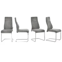 HOMCOM Set of 4 Dining Chairs Velvet-Touch Fabric High Back Accent Chair for Dining Room, Living Room with Bent Metal Base, Grey(m-12)