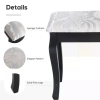 HOMCOM Dressing Table Vanity Set Vintage Desk Stool Mirror Makeup Furniture Shabby Chic Style Jewelry Cosmetic Storage w/ 5 Drawers Black(m-4)