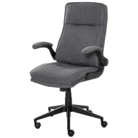 Vinsetto Silla de Oficina Ergonómica Giratorio 360° con Función Basculante Altura Ajustable y Reposabrazos Acolchado para Hogar y Oficina 67x70x108-118 cm Gris(m-1)