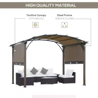 Outsunny 3 x 3m Outdoor Retractable Canopy Pergola Steel Frame Patio Pergola Shelter Sun Shade, Beige(m-4)