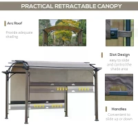 Outsunny 3 x 3m Outdoor Retractable Canopy Pergola Steel Frame Patio Pergola Shelter Sun Shade, Beige(m-6)