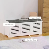 HOMCOM Upholstered Shoe Changing Bench Stool Living Room Organizer Linen Fabric Cushioned Seat Home Entryway Furniture with 3 drawer(m-7)