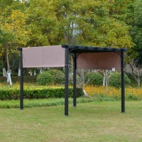 Outsunny 3m x 3m Outdoor Retractable Canopy Pergola Steel Frame Patio Pergola Shelter Sun Shade, Brown(m-8)