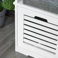 HOMCOM Upholstered Shoe Changing Bench Stool Living Room Organizer Linen Fabric Cushioned Seat Home Entryway Furniture with 3 drawer(m-11)