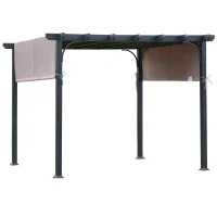 Outsunny 3m x 3m Outdoor Retractable Canopy Pergola Steel Frame Patio Pergola Shelter Sun Shade, Brown(m-9)