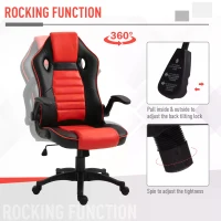 Vinsetto Home Office Video Game Racing Chair Swivel  High Back,  Ergonomic Tilt Design Flip-up Armrest Height Adjustable Free Moving for Working Relaxing(m-5)