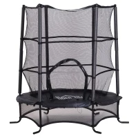 HOMCOM Trampoline de jardin enfants Ø 1,70 × 1,62H m filet de sécurité porte zipée couvre-ressorts + 6 poteaux rembourrés inclus noir(m-1)