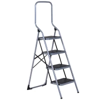 HOMCOM Marchepied escabeau pliant antidérapant hauteur max. 155 cm charge max. 150 Kg acier gris et noir(m-1)
