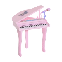 Homcom Jouet musical Piano électronique Clavier avec 37 Touches Instrument d'Éducation Musical avec Micro Haut Parleur Rose
