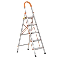HOMCOM Escabeau pliable 5 marches antidérapantes hauteur max. 1,17 m charge max. 150 Kg alu. orange(m-1)
