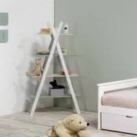 HOMCOM Étagère bibliothèque Design Pyramidal - étagère de Rangement 4 Niveaux - dim. 80,2L x 35l x 146,3H cm - MDF Blanc Vert Rustique(m-2)