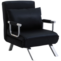 Homcom chauffeuse canapé-lit 1 Place Grand Confort Suède Noir 65 x 69 x 82 cm