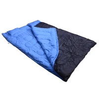 HOMCOM Sac de couchage double avec 2 oreillers tres confortable contre basse temperature noir(m-1)